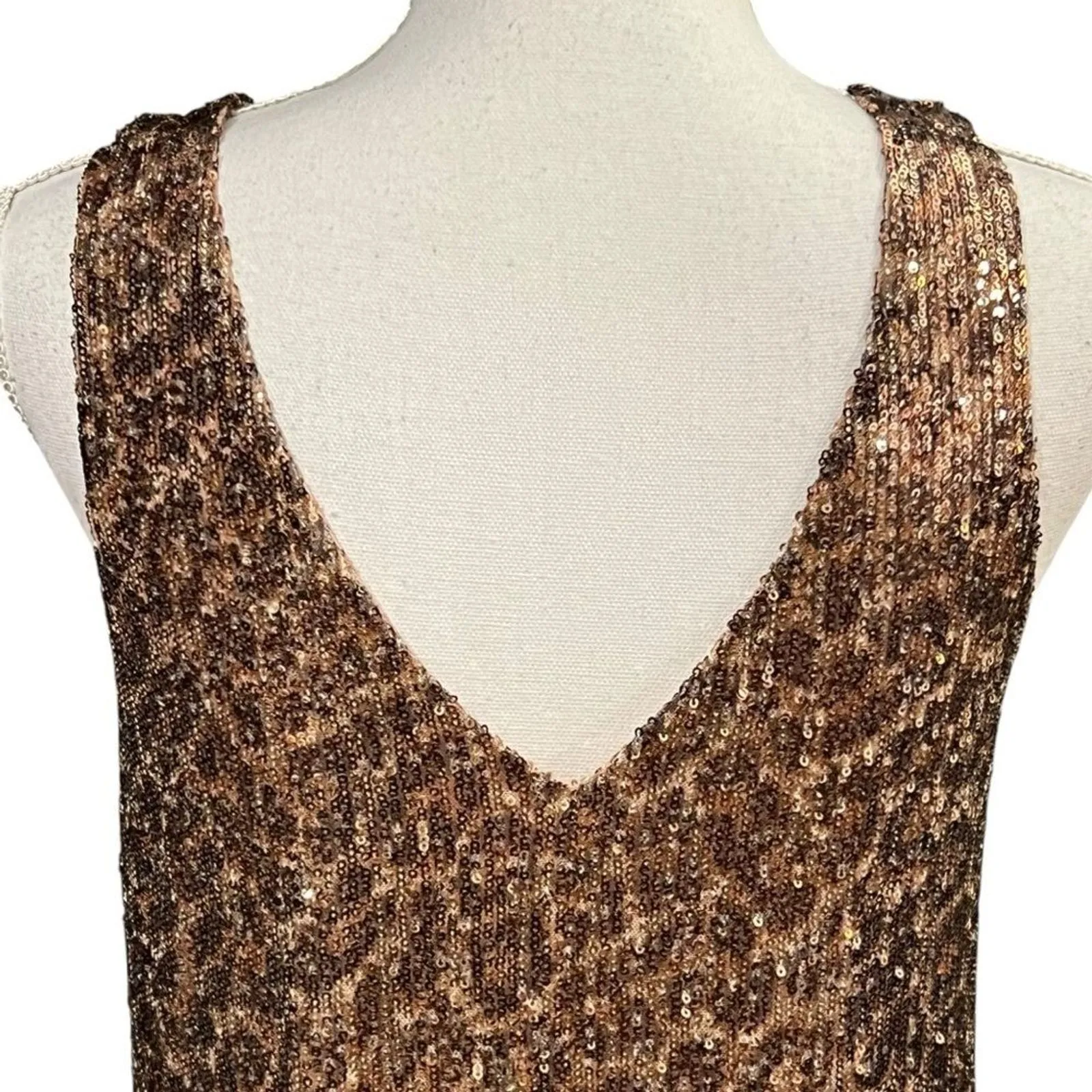 Gibson x Hi Sugarplum Sequin Cocktail Dress Size M Animal Print Party Formal - Image 6