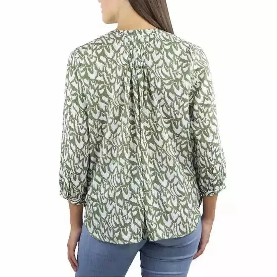 JACHS Girlfriend Womens 3/4 Sleeve Top, Green, Medium EUC - Image 2