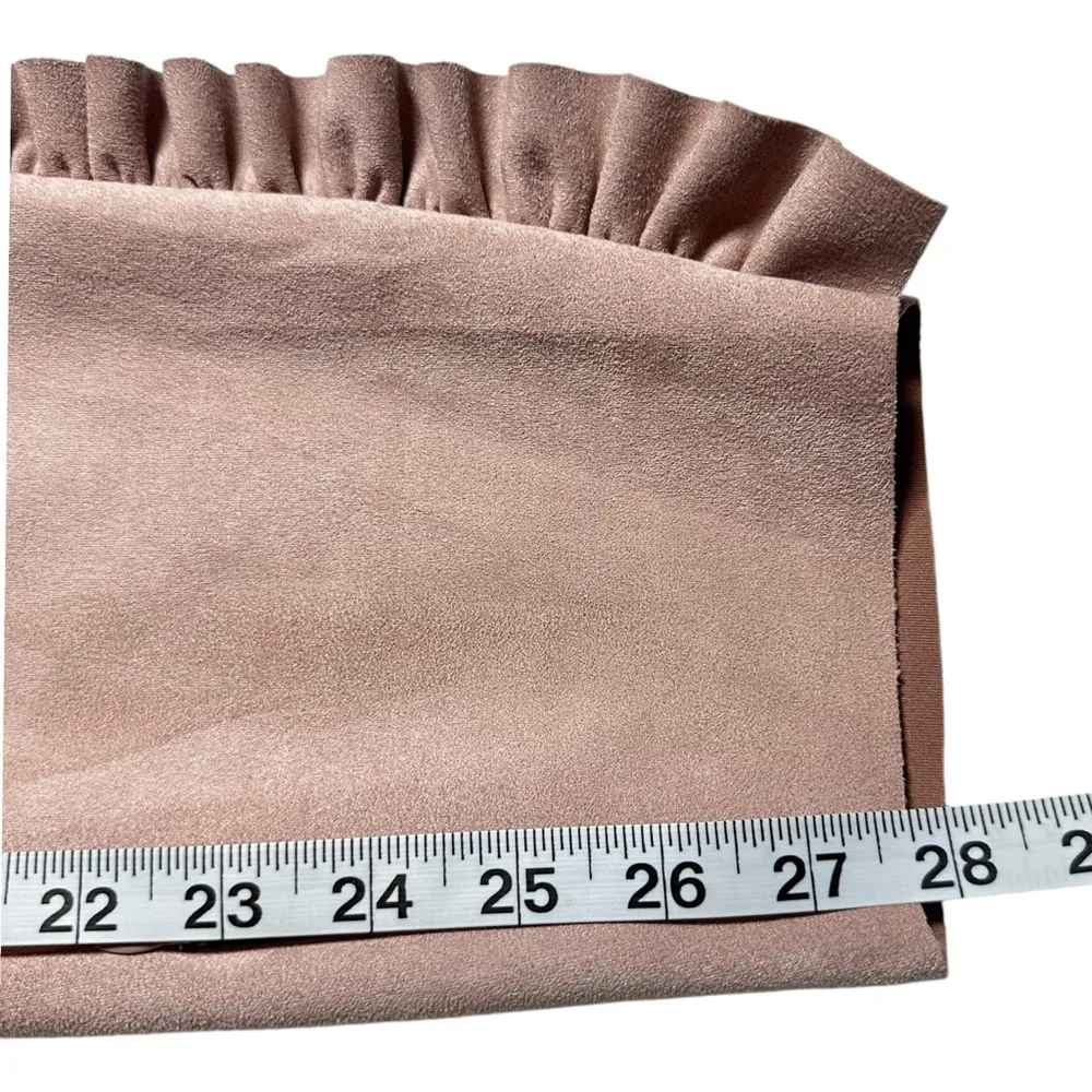 Basic Pink Frilled Ruffle Faux Suede Trousers Pants large - Image 8