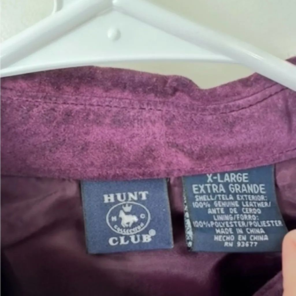 Hunt Club Genuine Leather Button Up Shaket Purple Long Sleeve Size XL - Image 3
