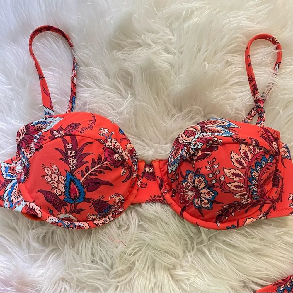 Rhode x Target Orange Blue Floral Underwire Bikini Swimsuit Swim Womens XL new - Image 3