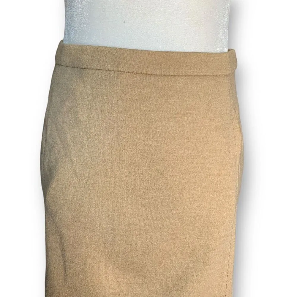 Vintage Bleyle for Hooper Tan Camel Wool Tailored Neutral Midi Skirt Size 10 - Image 3