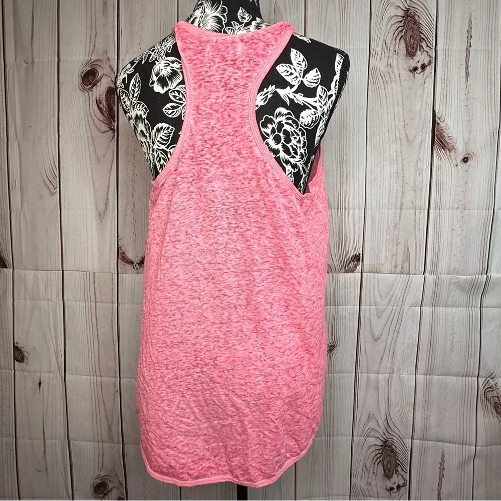 American Eagle Pink Burnout Style Henley Tank Top - Image 5