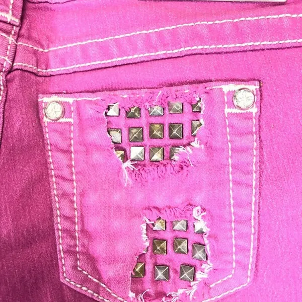 Affliction Women's Denim Shorts VIKKI IRIS PINK Mini Denim Short - Image 10