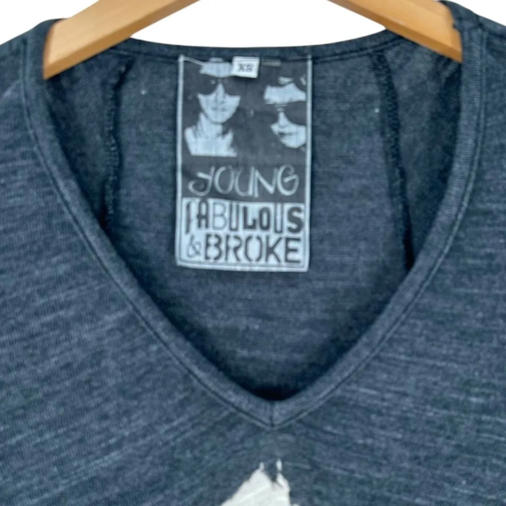 Young Fabulous & Broke Gray Tie Dye Knit Top Size XS Cotton Blend Sweater - Image 4