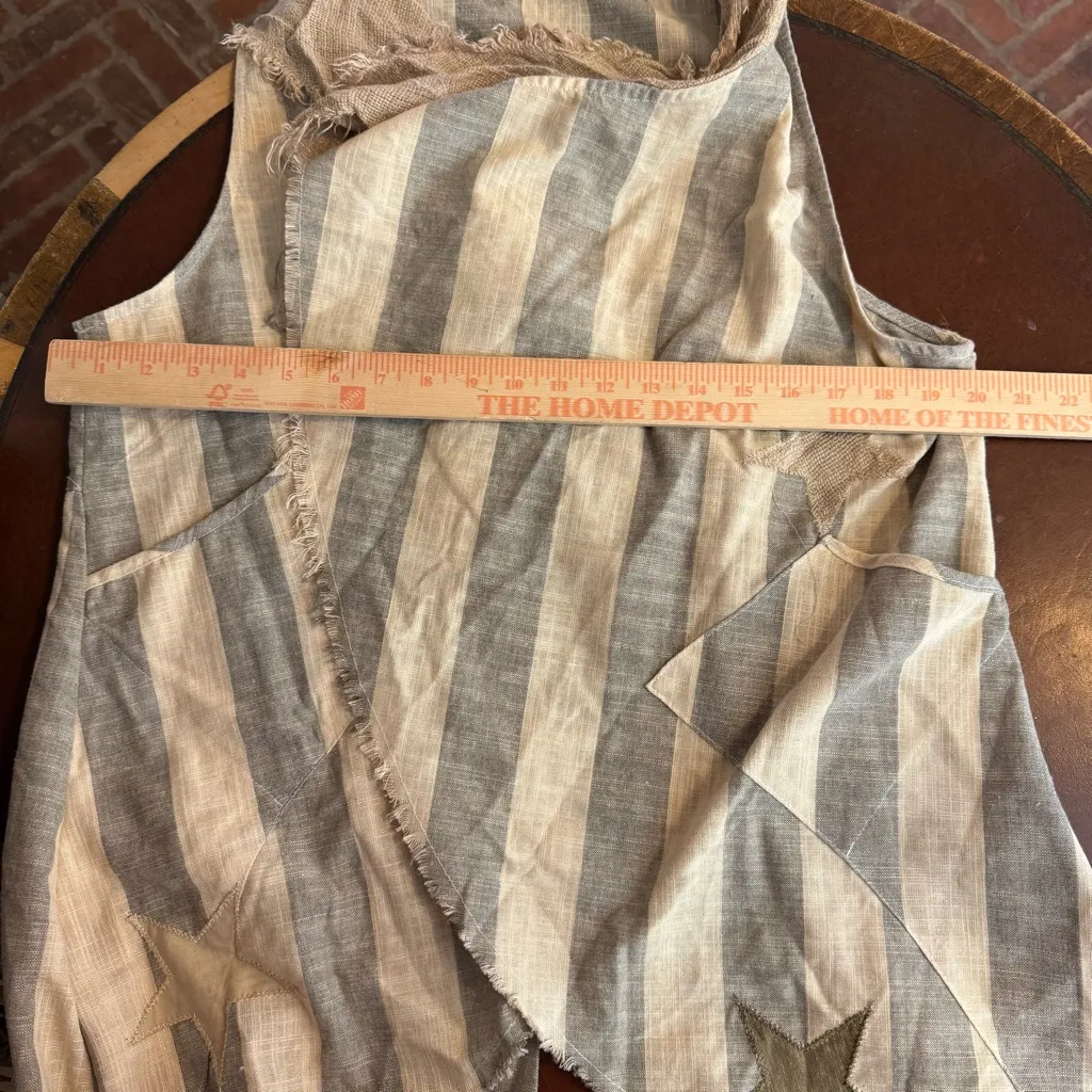 A Rare Bird Lagenlook Boho Linen Cotton Vest size medium large artsy layered Tan - Image 5