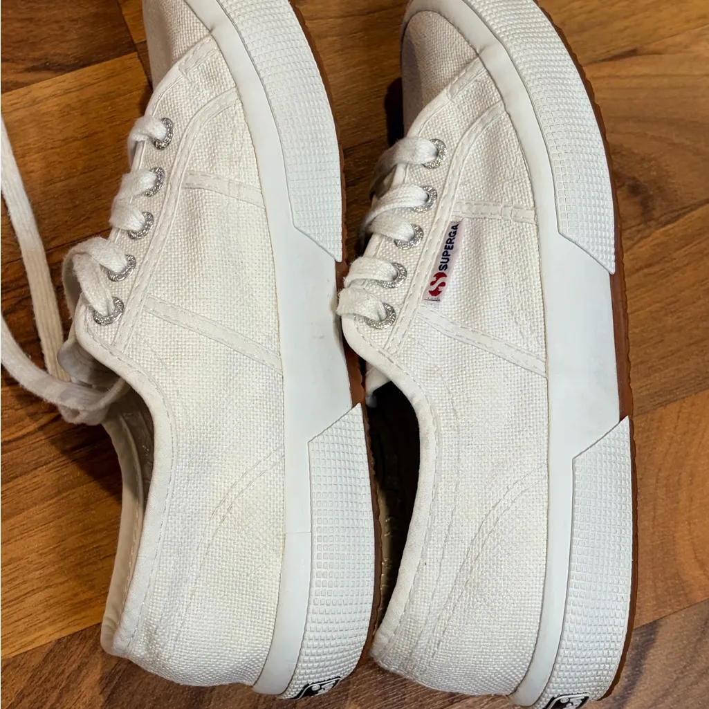 Superga  Cream Canvas Sneakers - Image 7