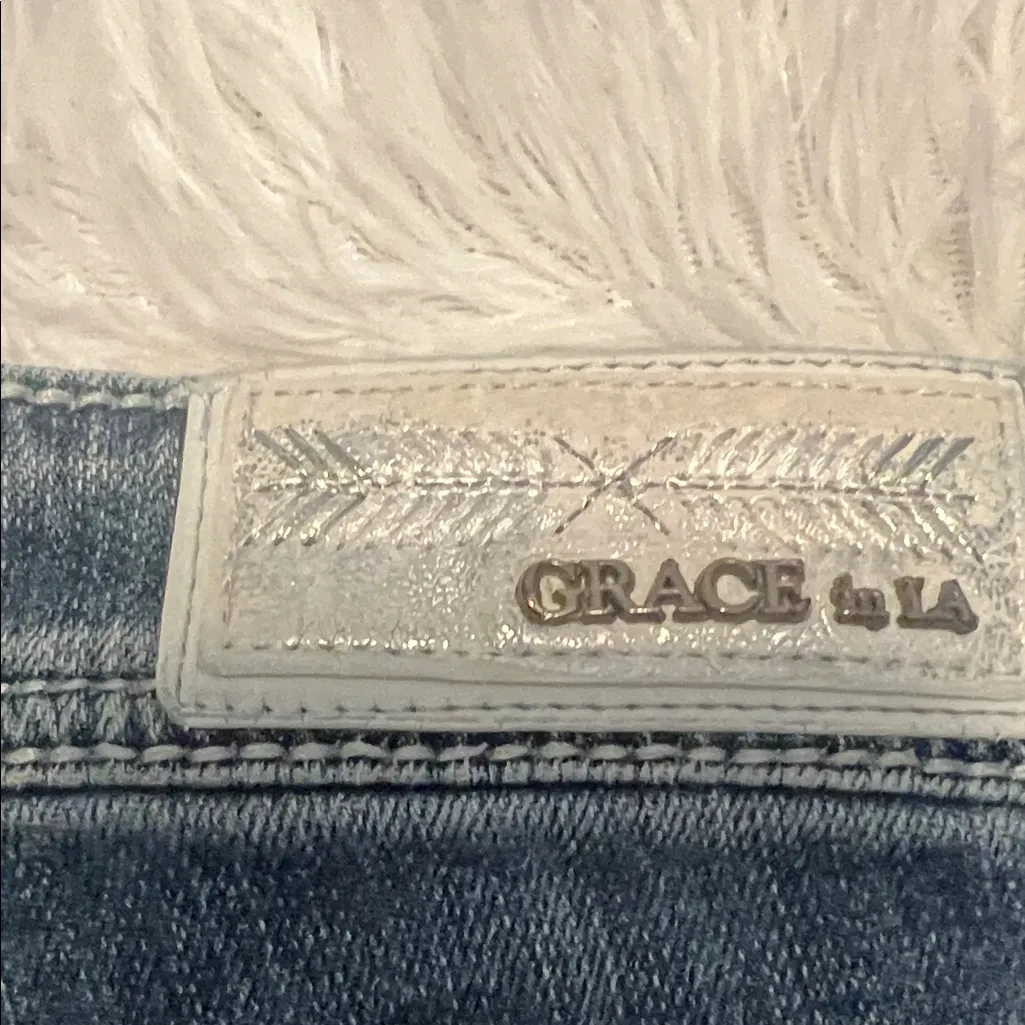 Grace In LA  Women's Jean Shorts with Colorful Patchwork Size 27 - Image 8