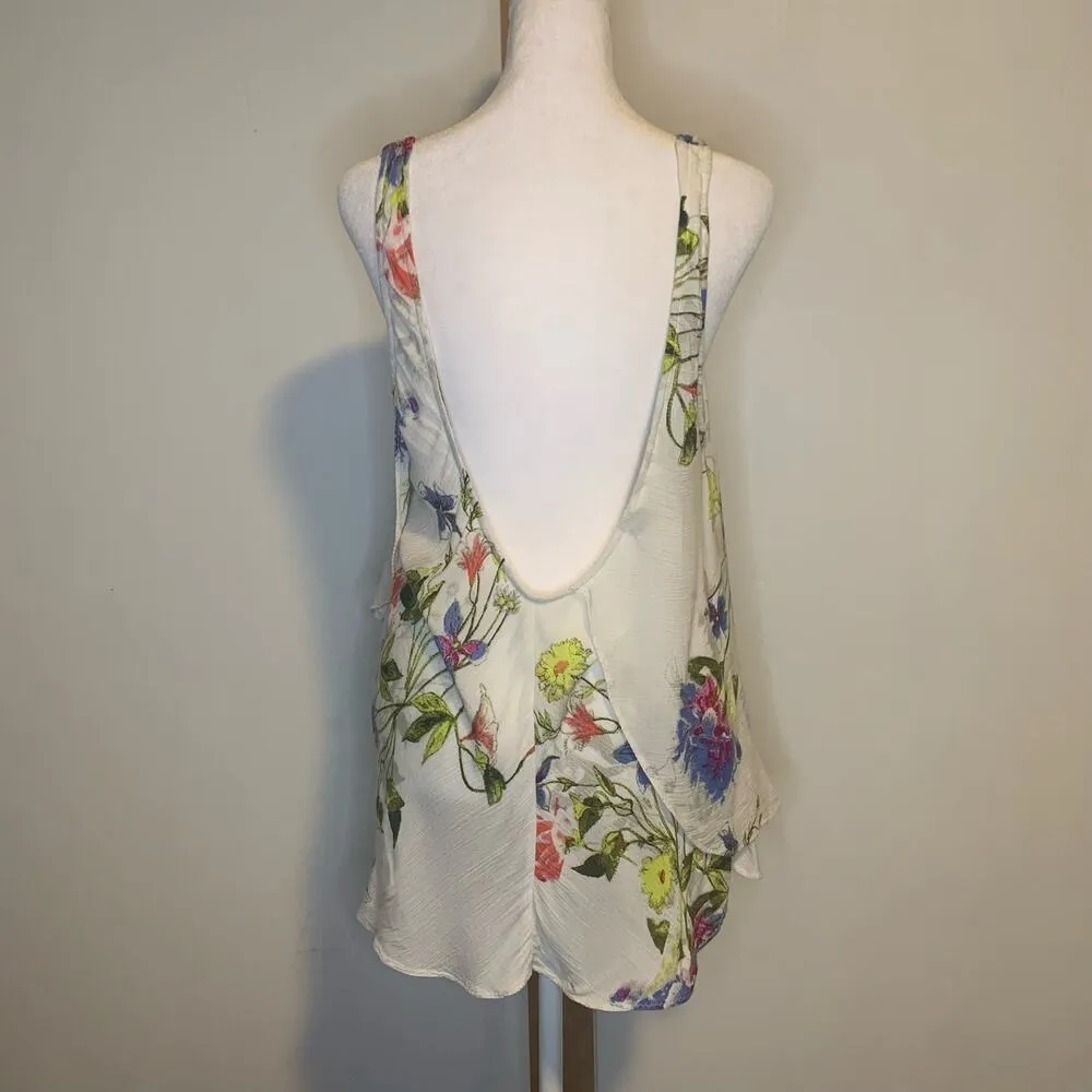 Free People Intimately off white floral v-neck tank top size M - Image 5