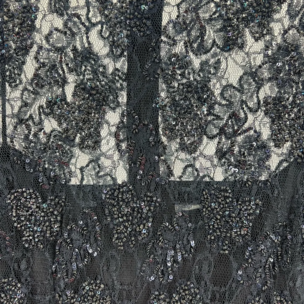 Rickie Freeman Teri Jon 12 lace dress sequin beaded navy semi - Image 5