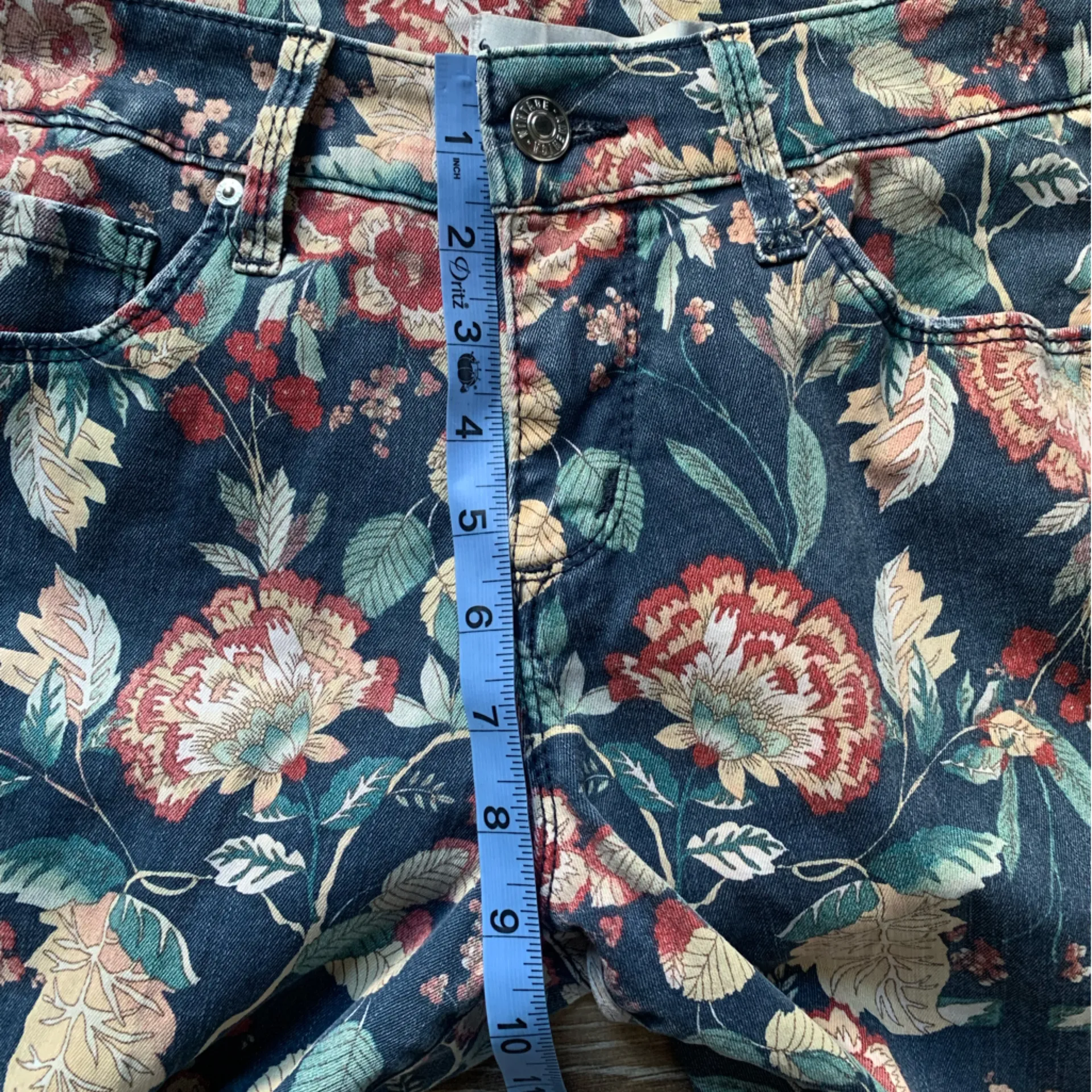 Vintage America Floral Print Skinny Jeans 4/27 Blue - Image 5