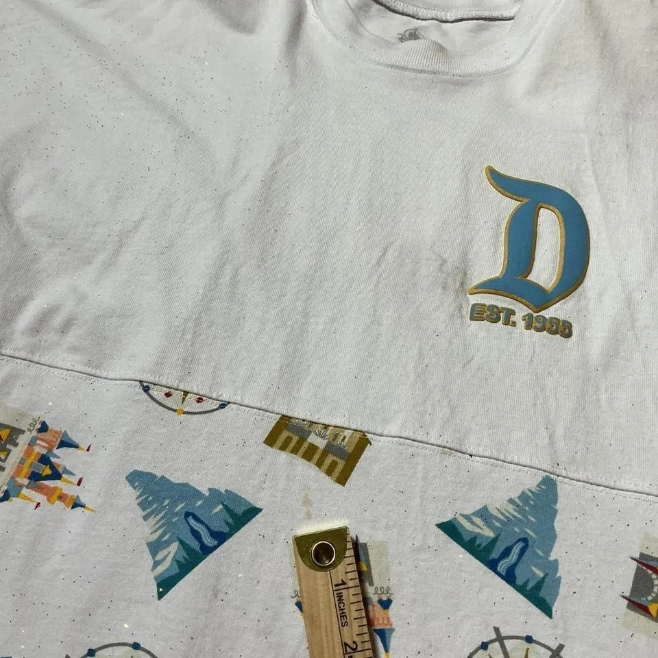 Disneyland Spirit Jersey Long Sleeve Shirt Castle Compass Print Adult Oversized - Image 4