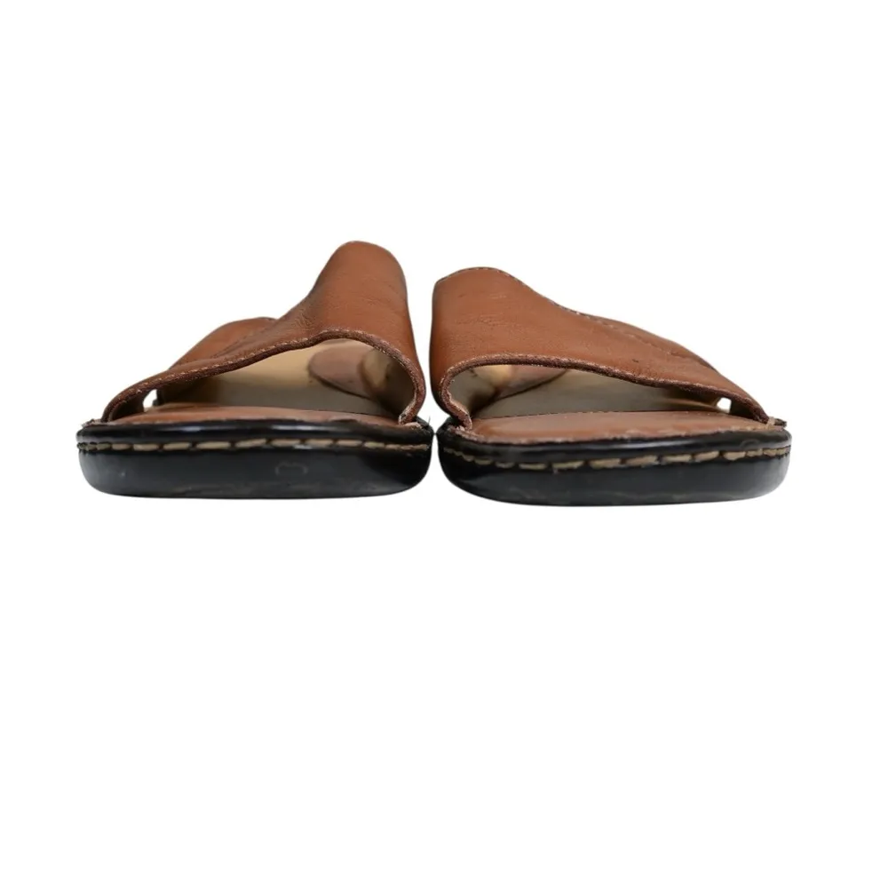 b.o.c. Born Concept Women's 9 Brown Leather Slip On Sandal Classic Comfort - Image 2