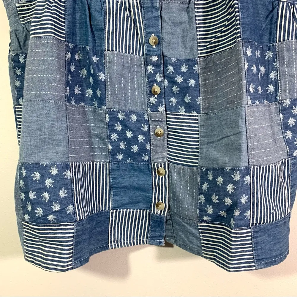 NWT Lucky Brand Highest Quality Patchwork Cannabis Leaf Denim Tank Top - Image 3