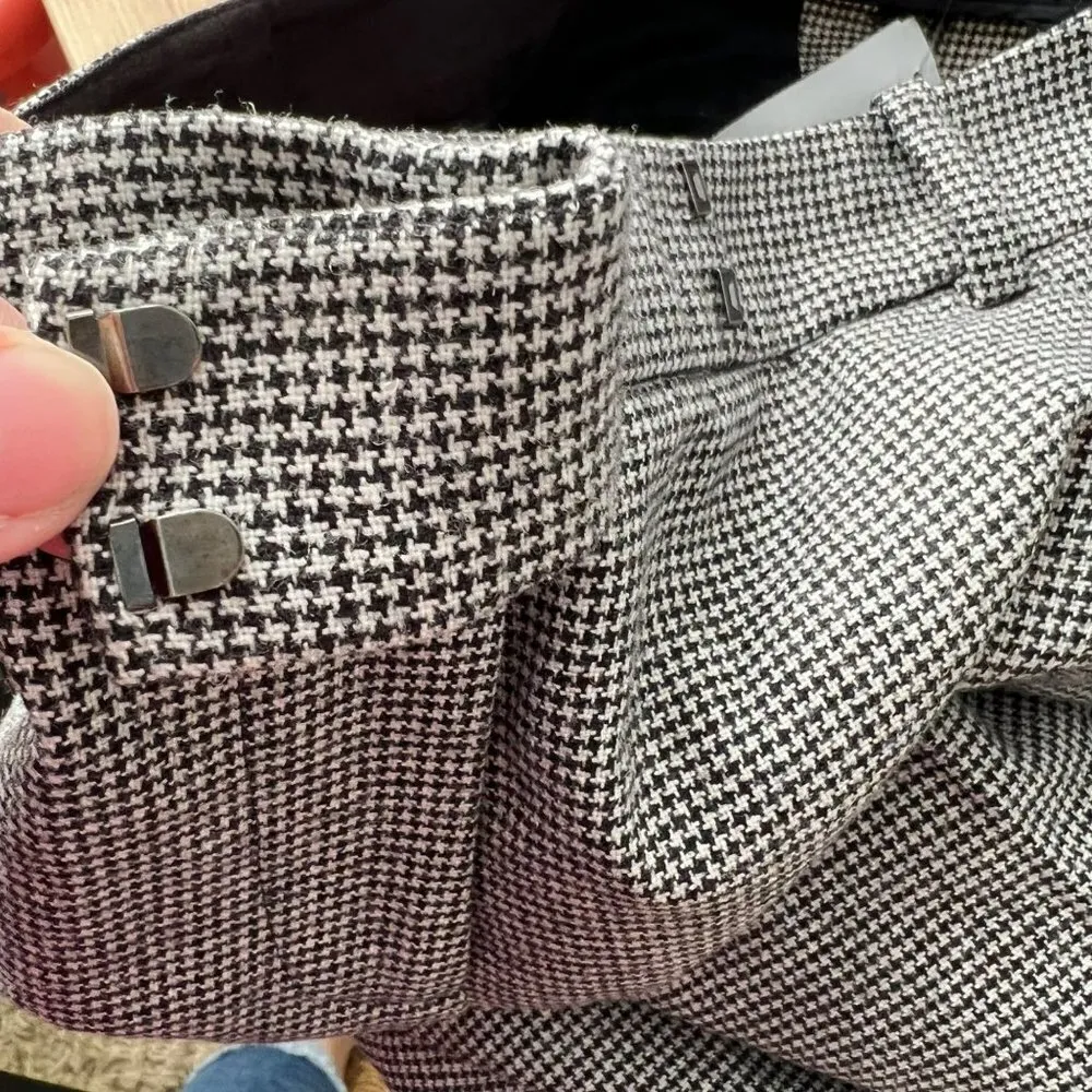 Tibi Houndstooth Crop‎ Ankle Pant Trousers Straight Leg 30 Waist - Image 9