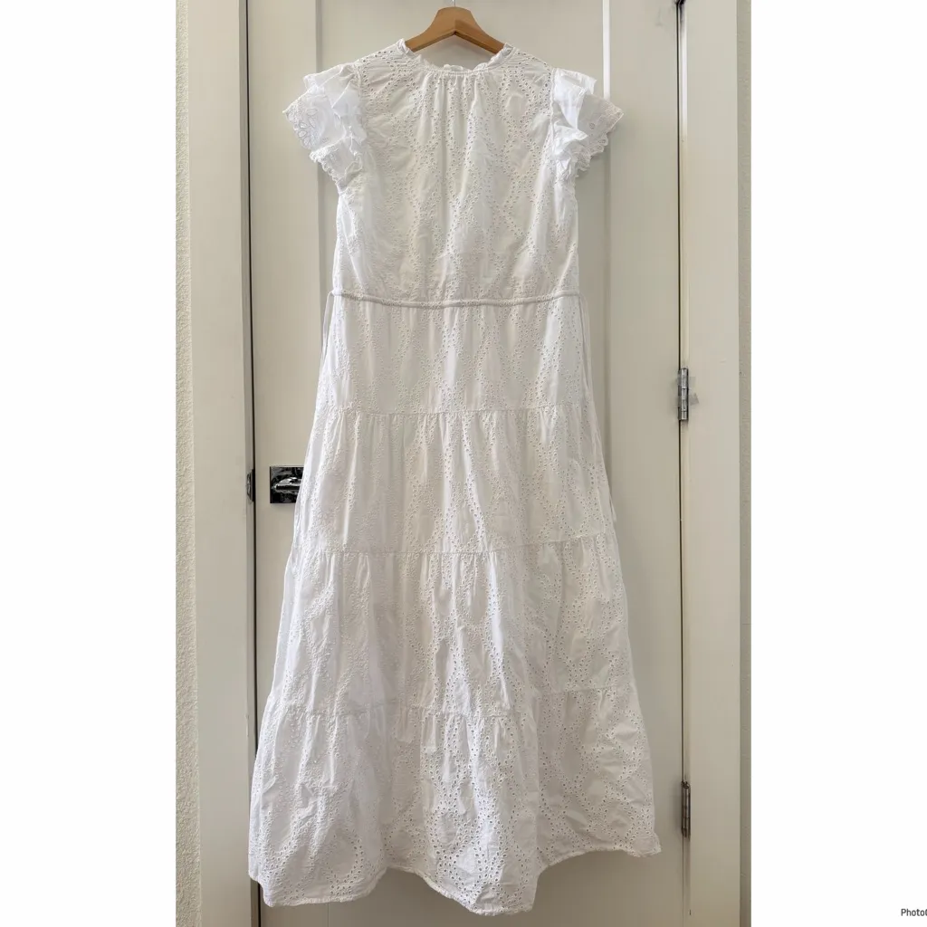 J.McLaughlin Solid Elana Maci White Eyelet Dress Size L - Image 4