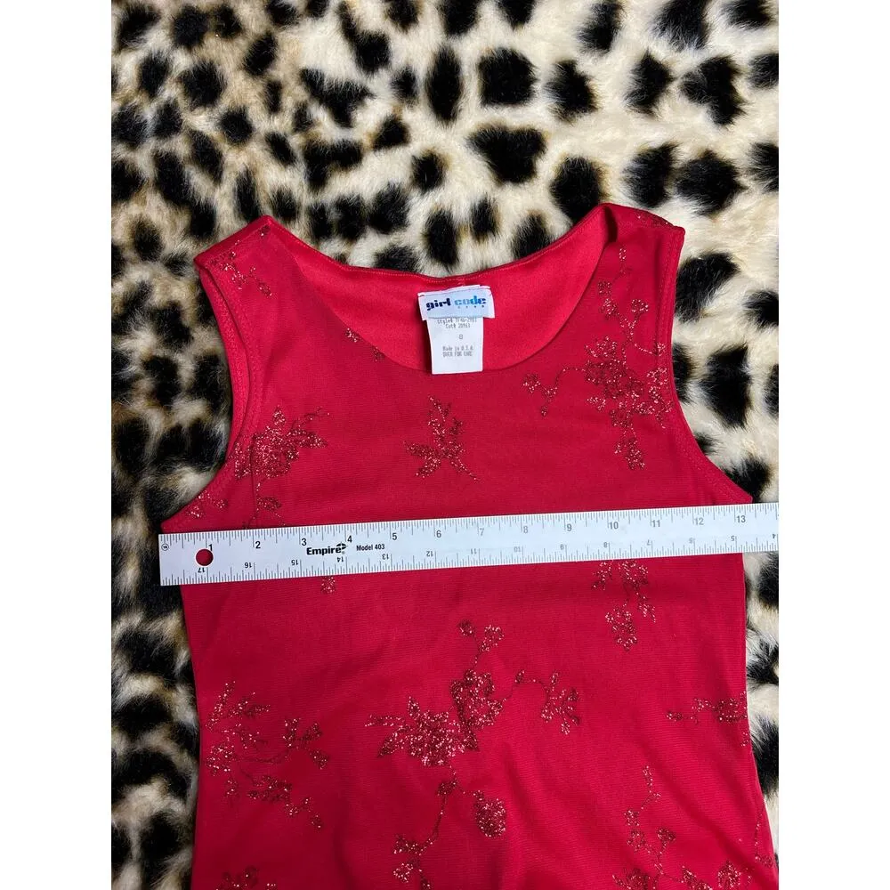Y2K Girl Code Red Sparkly Floral Midi Dress 8 - Image 4