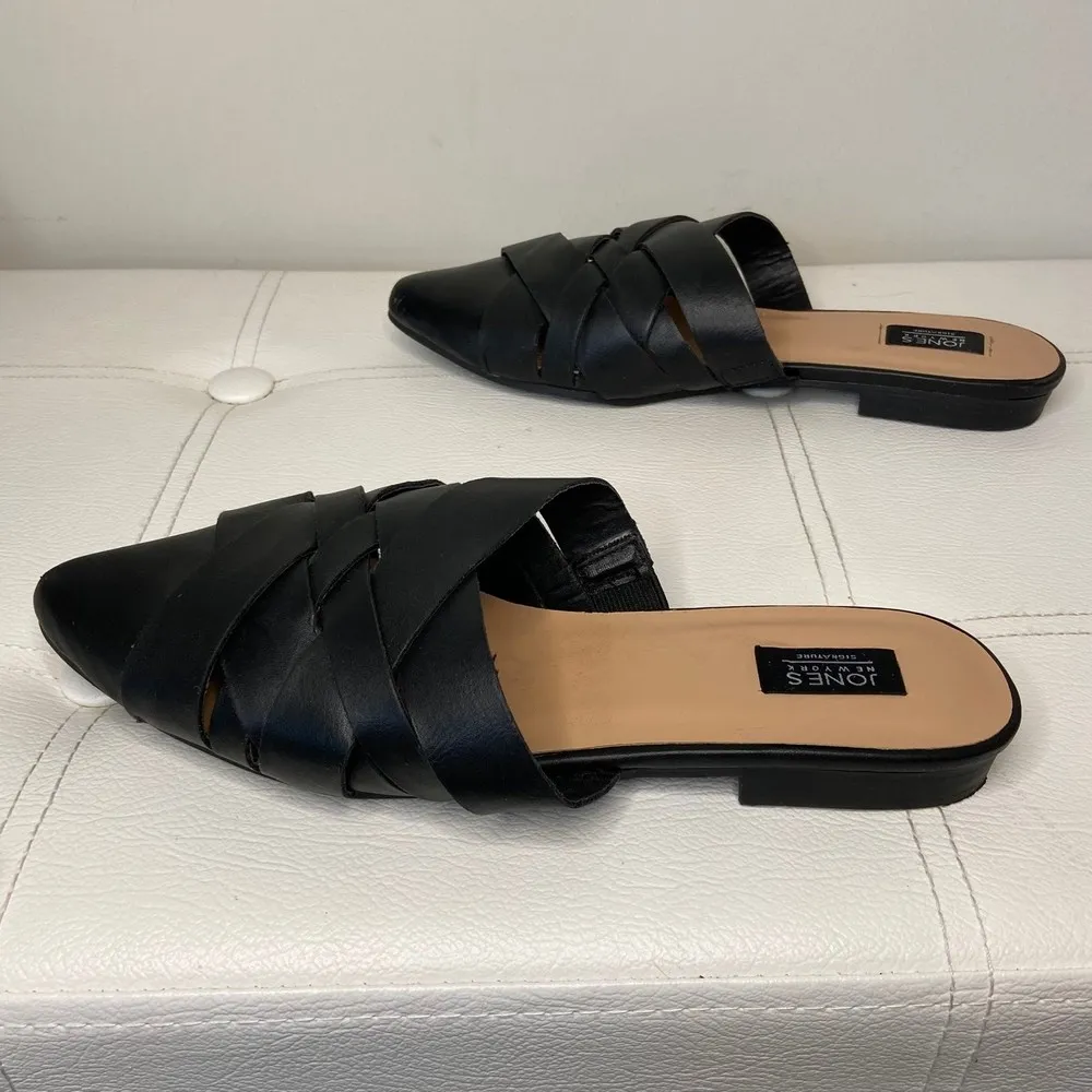Jones New York Rafaela Black Leather Braided Mule Sandals Sz 6.5 - Image 6
