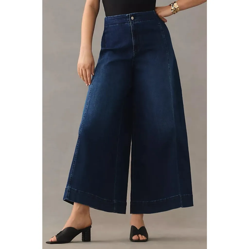 Maeve NWT Womens Palazzo Ultra Wide Leg Crop Culotte Jeans Hi-Rise Boho 31x26 - Image 3