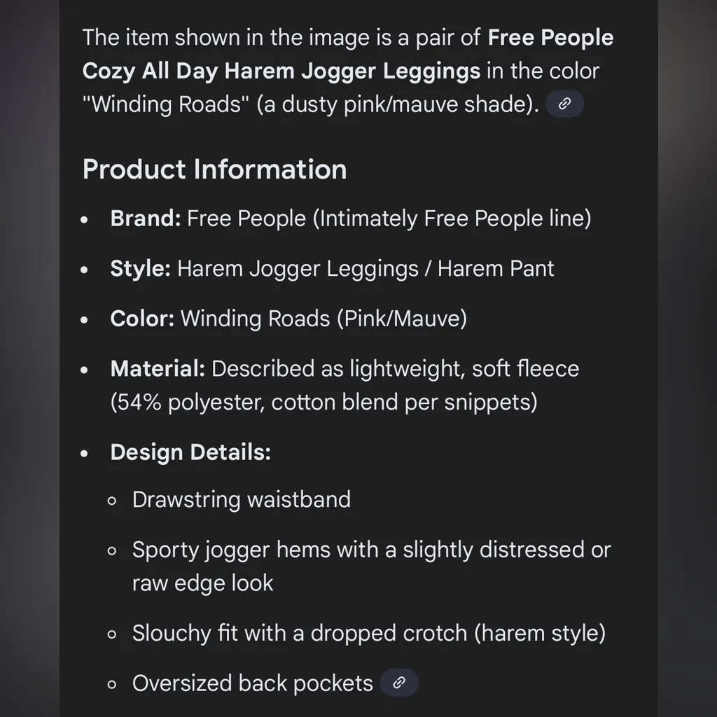 Intimately Free People Cozy All Day Harem Joggers Winding Road Mauve New W/ Tags - Image 8