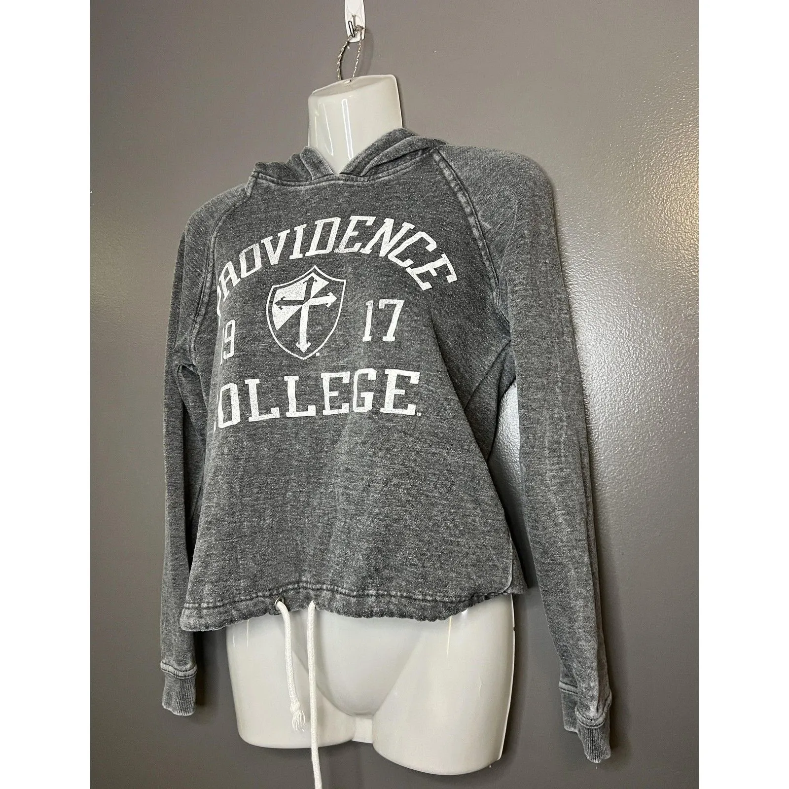 Providence College Sweatshirt Hoodie Womens Small Gray Blue 84 Drawstring - Image 3