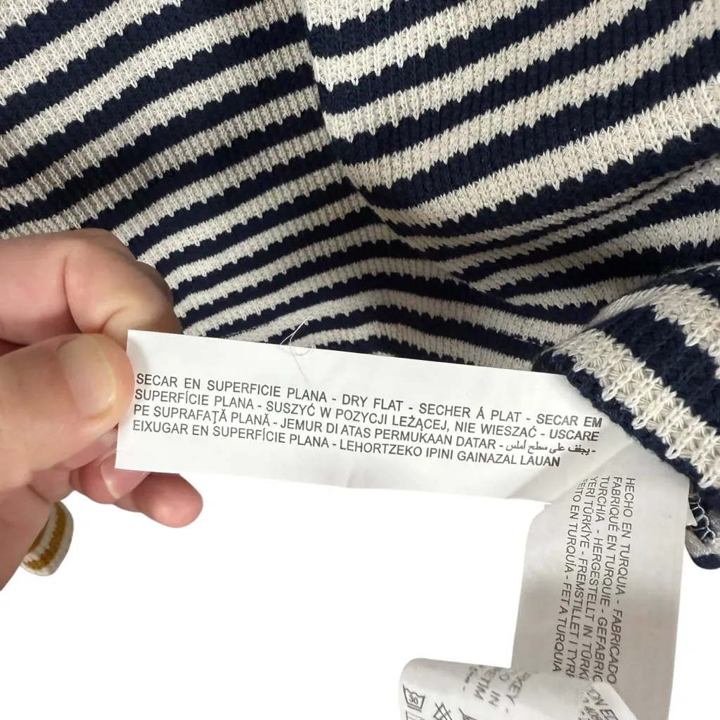 Zara Women’s Cropped Striped Turtleneck Sweater Navy/White/Yellow M - Image 12