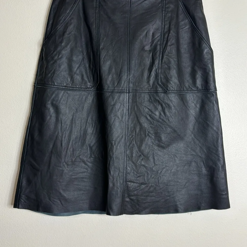 Worth New York ladies black 100% leather lined skirt size 10 - Image 3