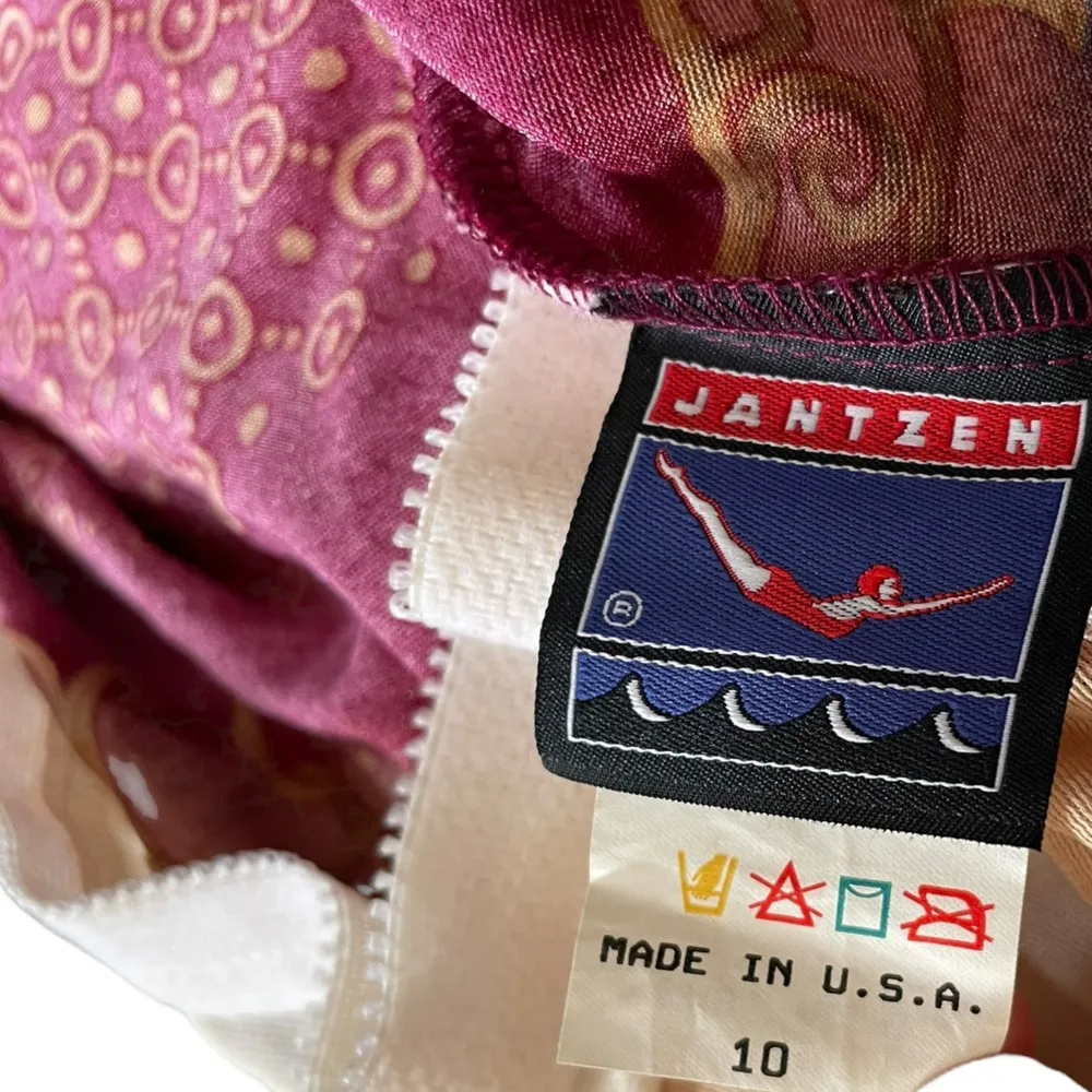 Jantzen Vintage 90s Metallic Hippie Boho Indie Floral Dot One Piece Swimsuit - Image 9