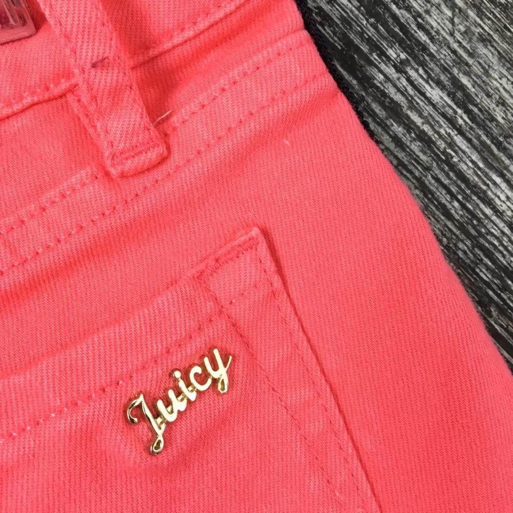 Juicy Couture Orange Sequin Stripe Denim Shorts 27 - Image 4