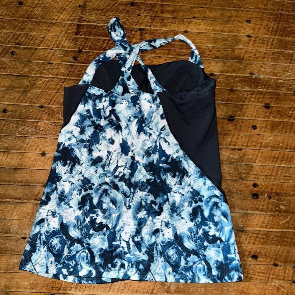 Gaiam M sporty blue & gray athletic built in bra swim top - Image 2