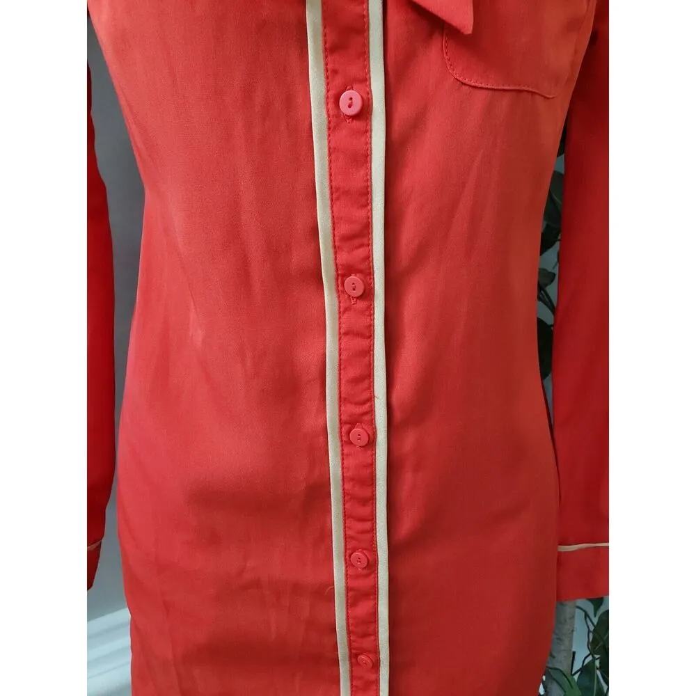 Cooperative  Solid 100% Polyester Collared Long Sleeve Button Down Shirt XS - Image 3