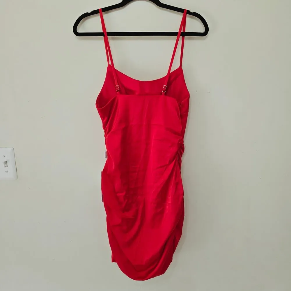 NWT Stacees Satin Red Mini Dress Ruched Sleeveless Women's Size 4 - Image 5