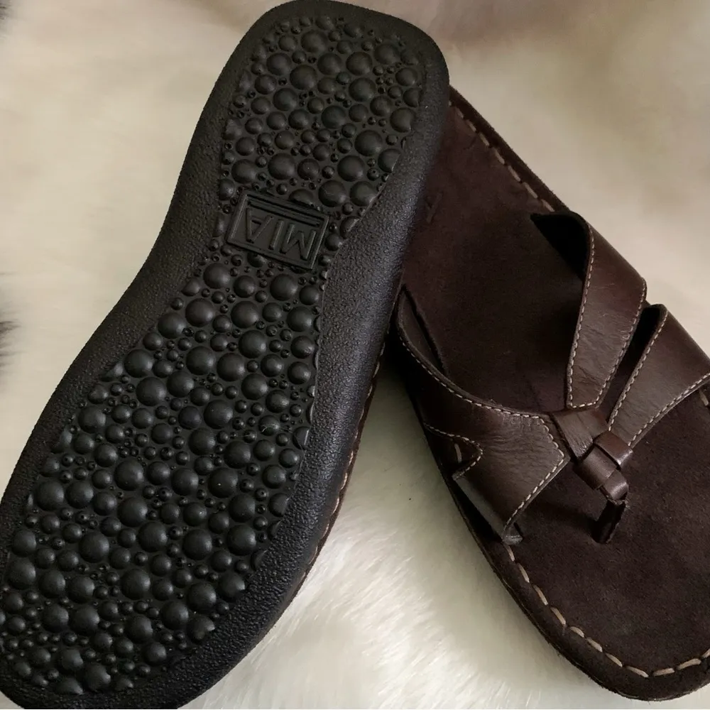 MIA Joelle Brown Leather Platform Sandals 9 - Image 5