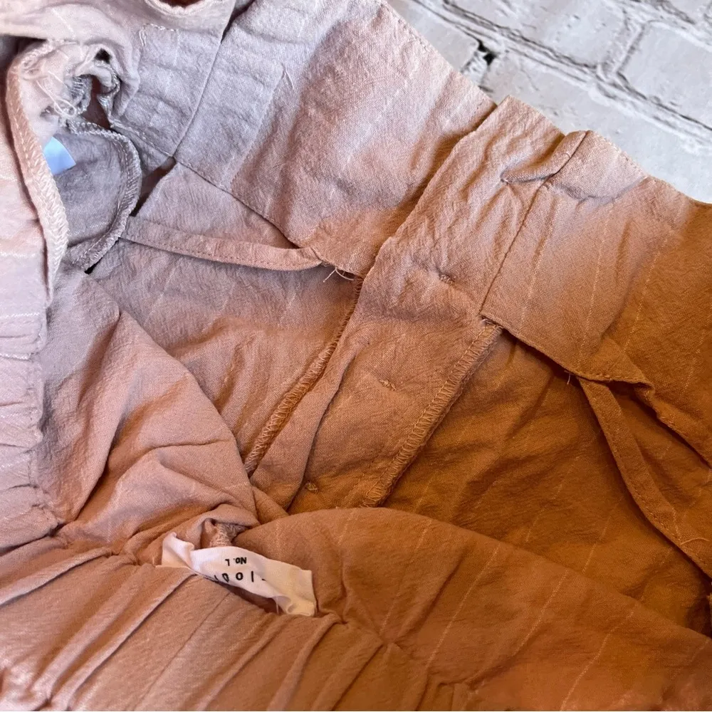 Elodie Paper Bag High Waisted Belted Neutral Shorts Large Button Detail Coastal - Image 4