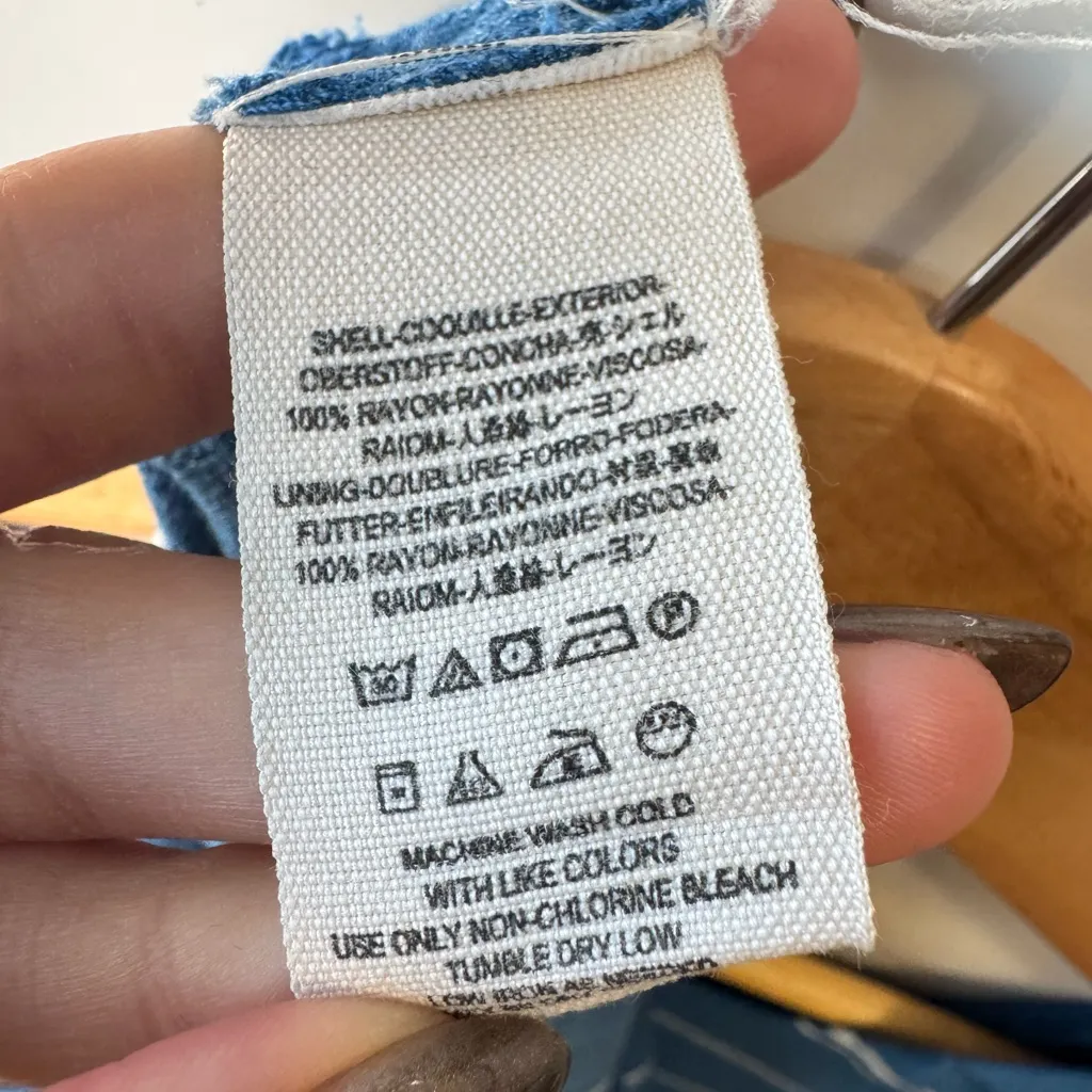 Free People Sleepy Time Indigo Blue Wrap Blouse with Dolman‎ Sleeves Size Small - Image 6