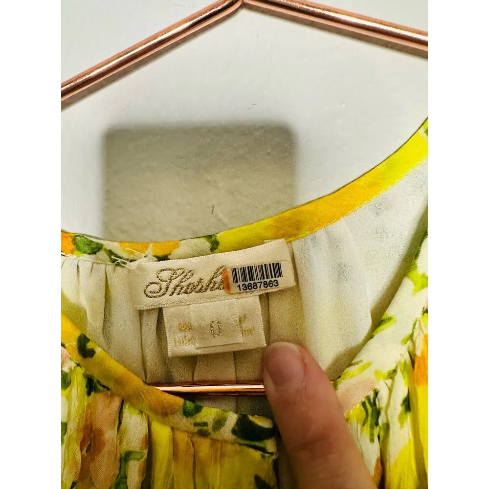 SHOSHANNA Yellow Floral Chiffon Short Flutter Sleeve Ruffle Hemline Dress size 0 - Image 8