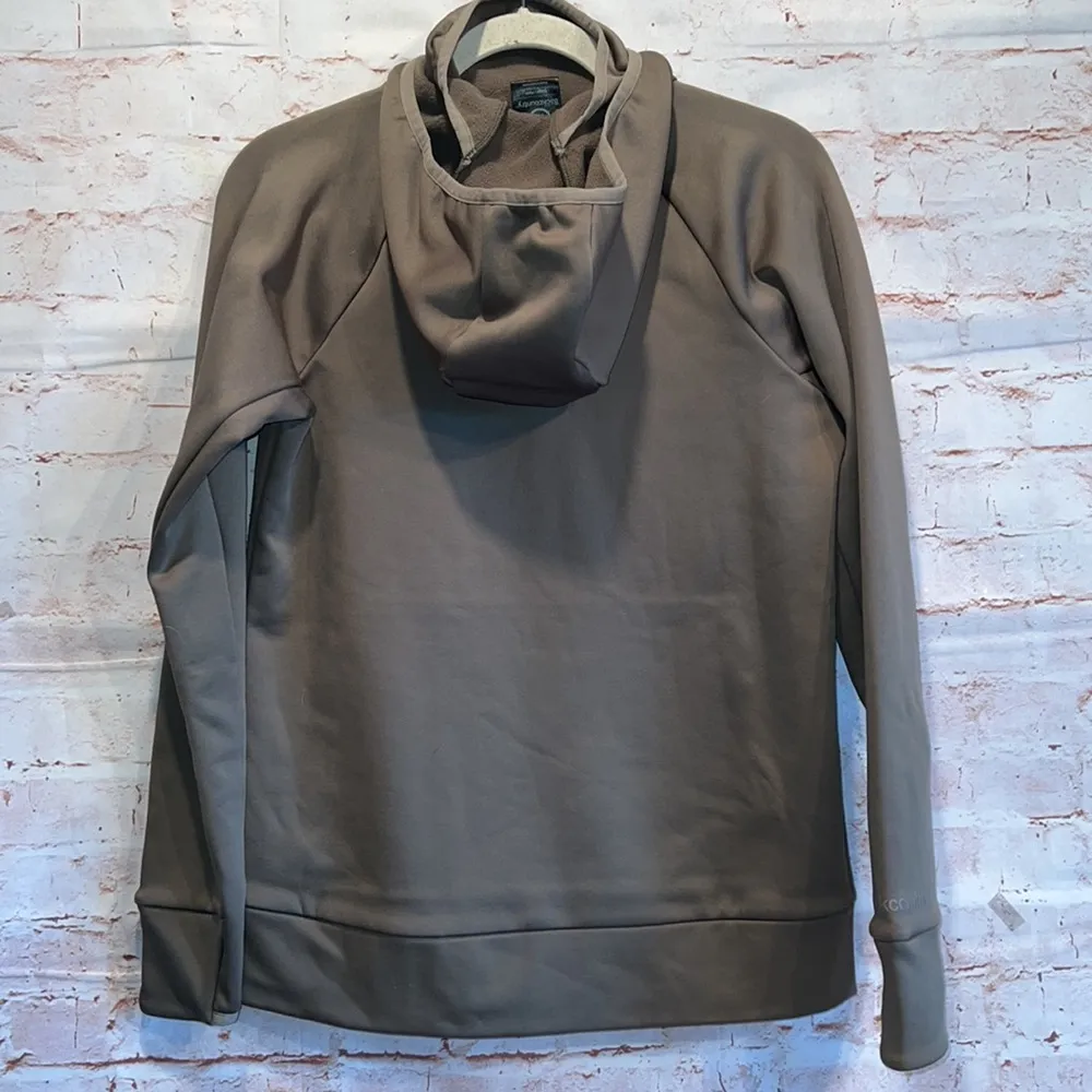 Back Country hoodie pullover pocket small olive green thumb holes snug fit - Image 6