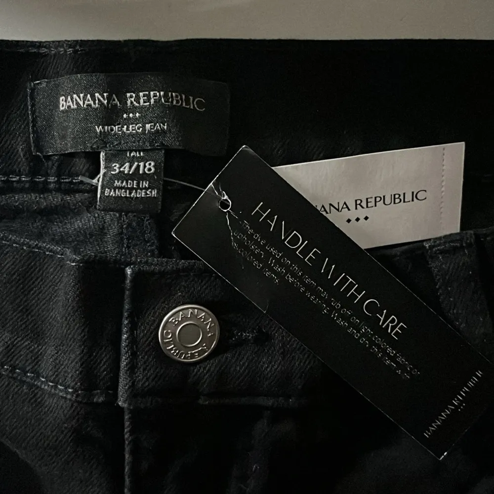 Banana Republic NWT Size 34/18 Tall Black Wash Low Rise Wide-Leg Denim Jeans - Image 4