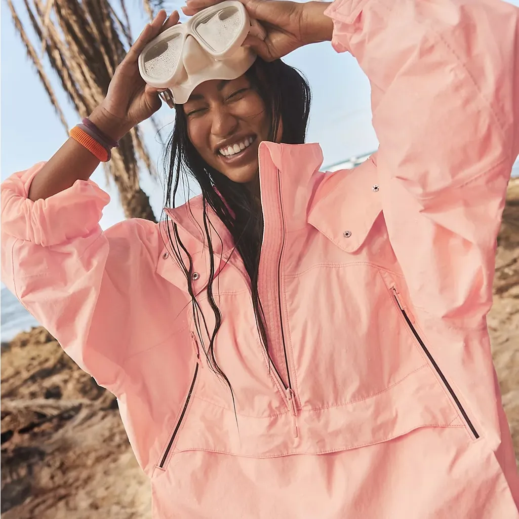 FP Movement Singin’ in the Rain Packable Pullover in Pastel Peach Pink Size XS - Image 4