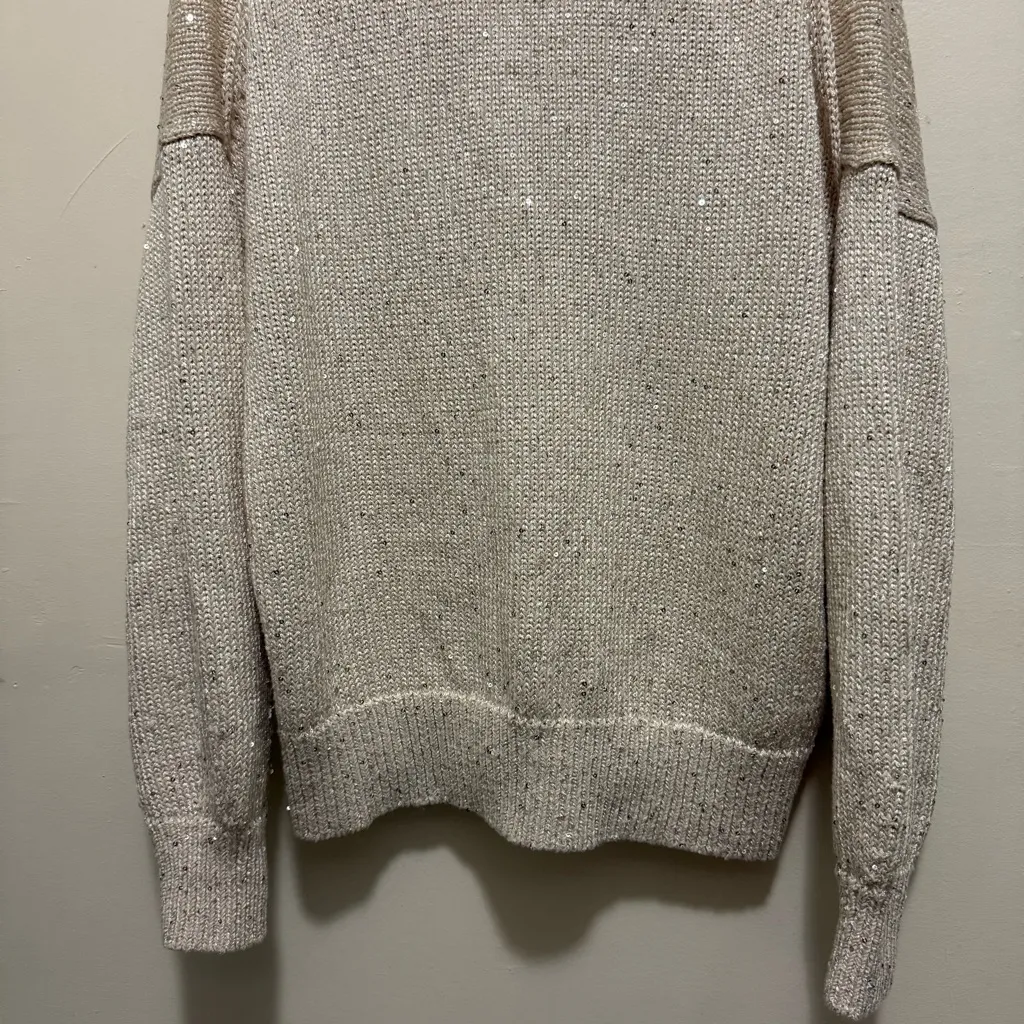 J.Crew Natural Sequin Polo Pullover Sweater XL - Image 8