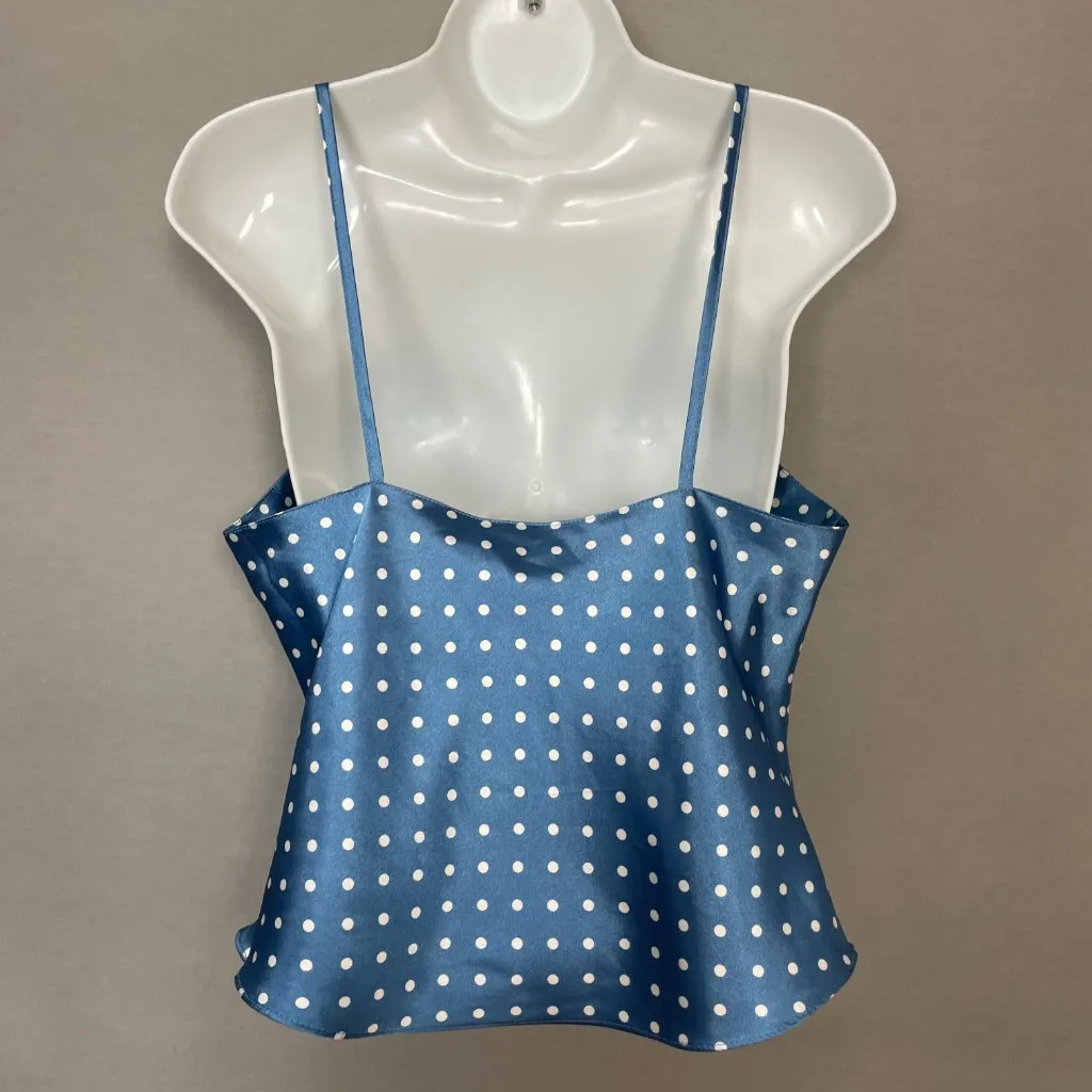 Vintage Camisole Polka Dot Blue White Spaghetti Straps V - Image 2
