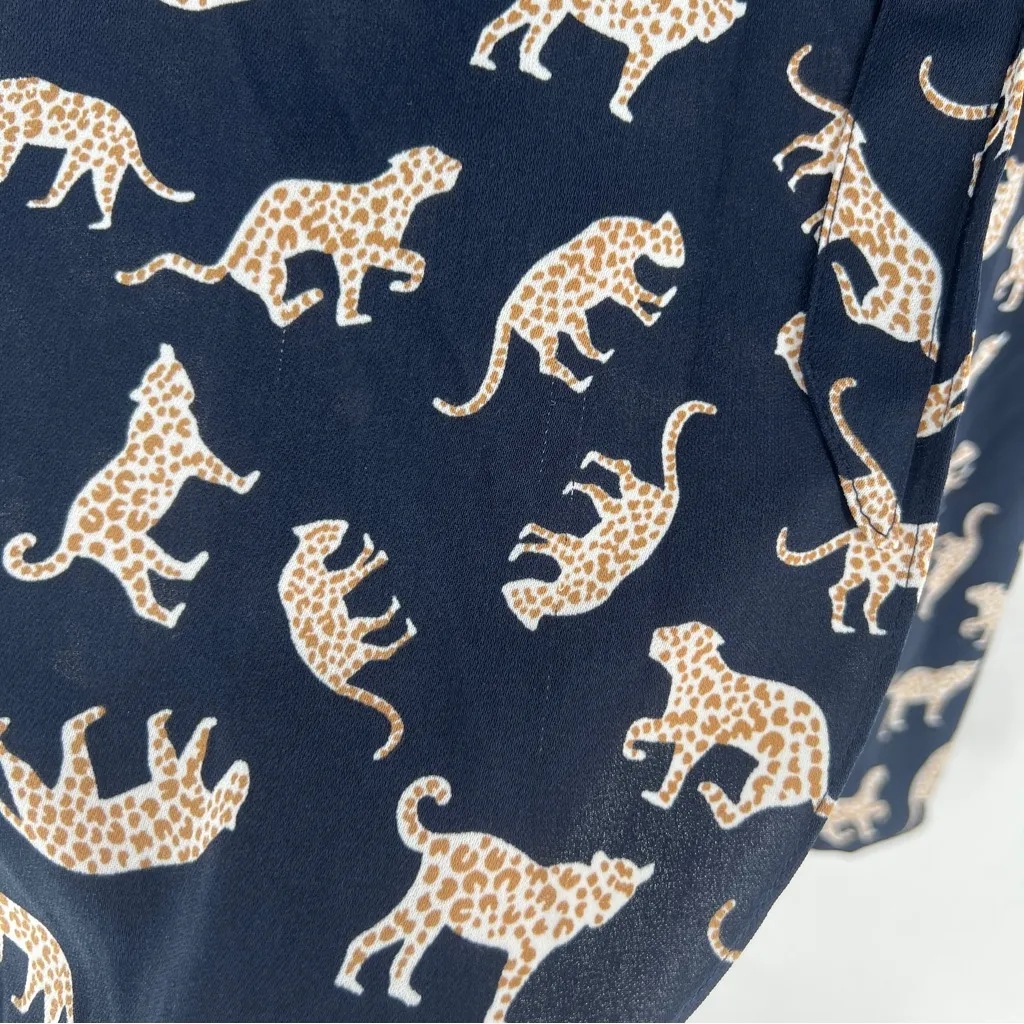 J. Crew Factory Cheetah Novelty Print V-Neck Short Sleeve Wrap Mini Dress Size 4 - Image 9