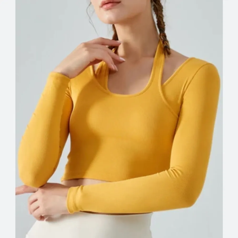 Bershka Fitted Long Sleeve Shirt Yellow - Image 5