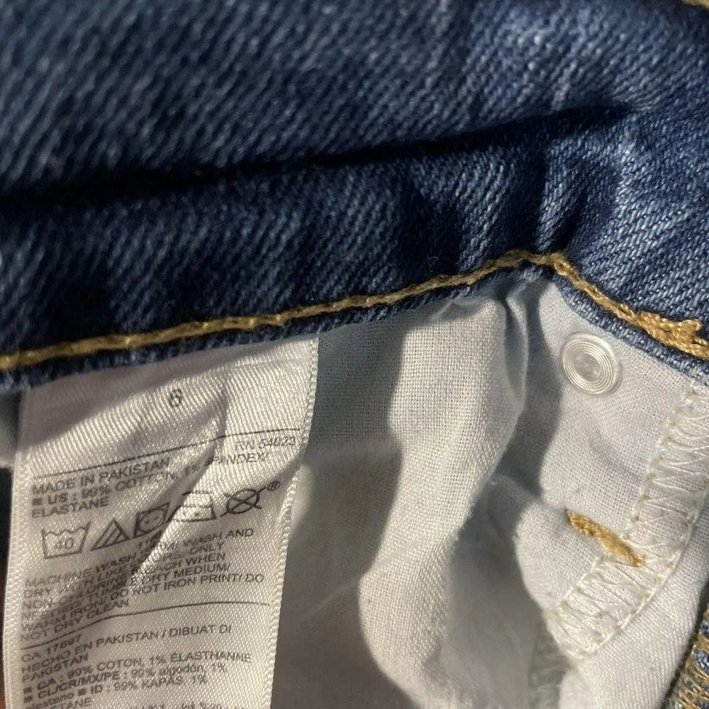 Old Navy Jeans Womens Sz 6 Sky High Extra Blue Distressed Raw Straight Leg Pants - Image 8