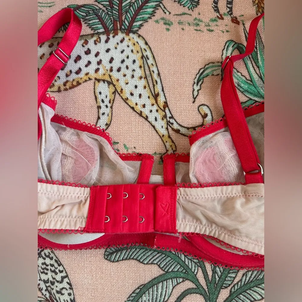 Victoria’s Secret Sheer Nude Heart Sequin Bra Lingerie Top Size 36C - Image 6