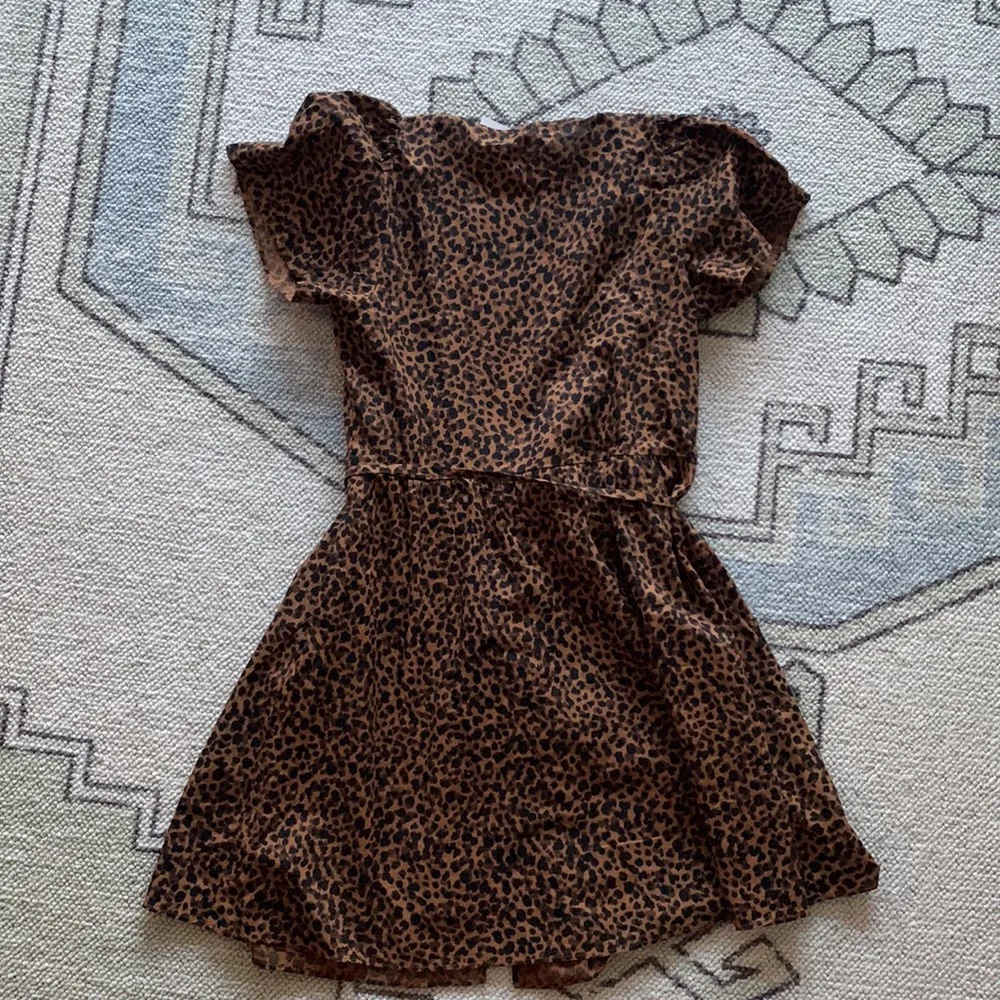 Flutter-Sleeve Wrap Mini Dress in Painted Leopard - Image 7