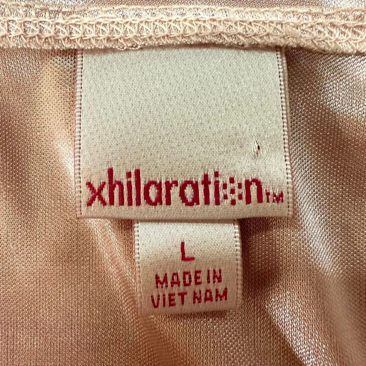 XHILARATION Light Pink Babydoll Camisole Lace Trim Satin 2000s Y2K Womens L Cute - Image 5