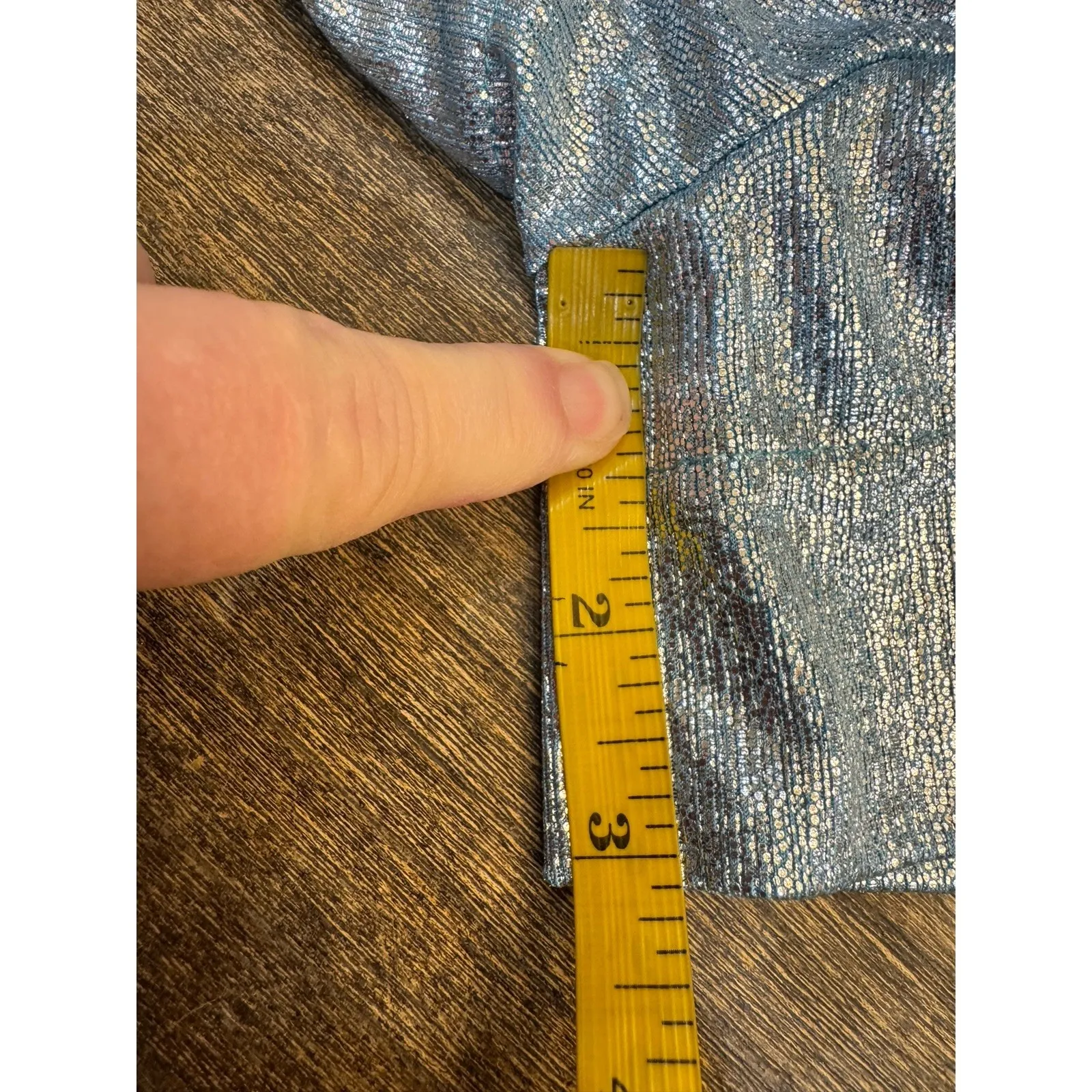 Queen of Sparkles Powder Blue Metallic Swing Womens High Waisted Shorts size XS - Image 8