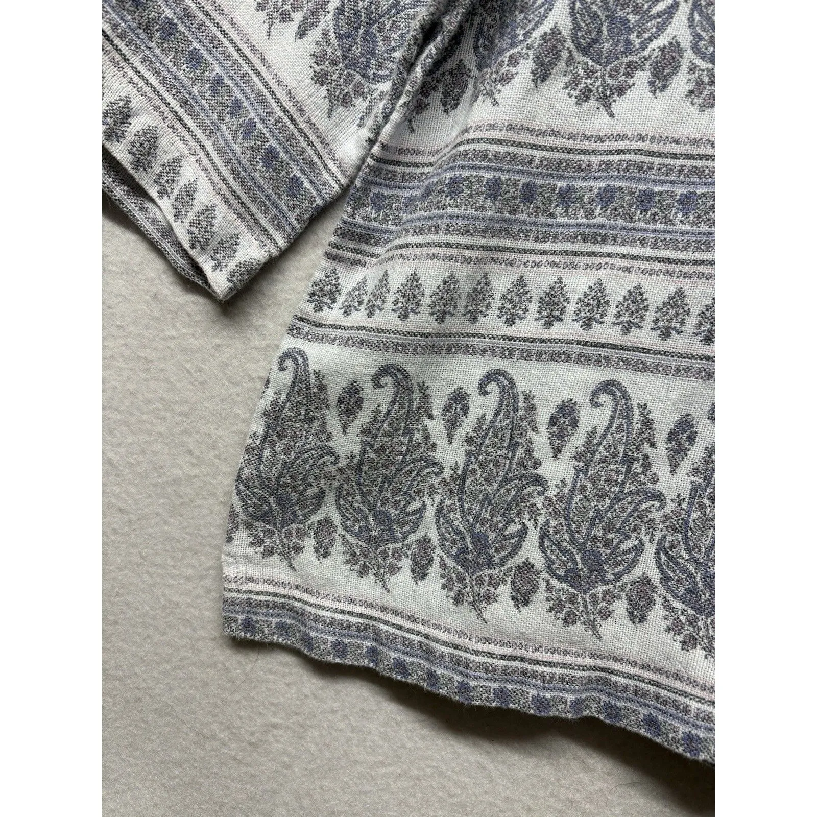 Pure Jill Top Women Medium Blue Paisley Hemp Cotton Light Casual Boho Hippie - Image 4