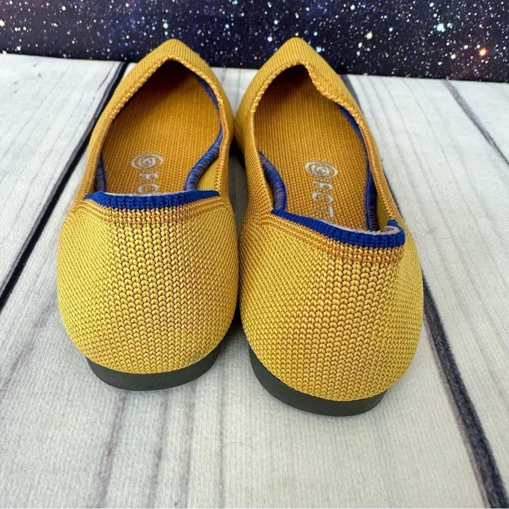 Rothy’s The Point Women Sz 5 Yellow Knit Slip On Ballet Flat Office Casual Teen - Image 4